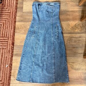 BLANK NYC Denim Strapless Midi Dress